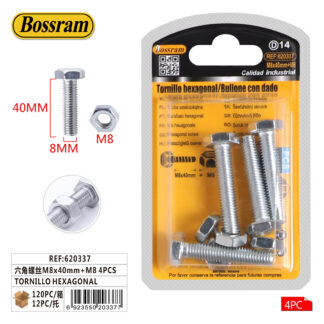 Tornillo hexagonal M8 x 40 mm con tuerca M8