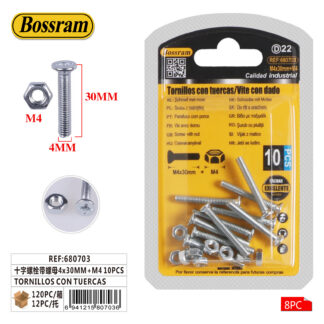 Tornillos con tuercas M4 x 30 mm